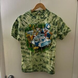 Tie-dye Alice in Wonderland Green Mad Tea Party T-shirt
